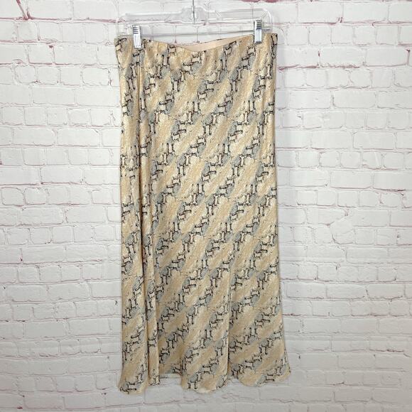 Bec and Bridge Python Midi Slip Skirt Cream Gray Womens US 10 New Snake Print - Picture 6 of 11